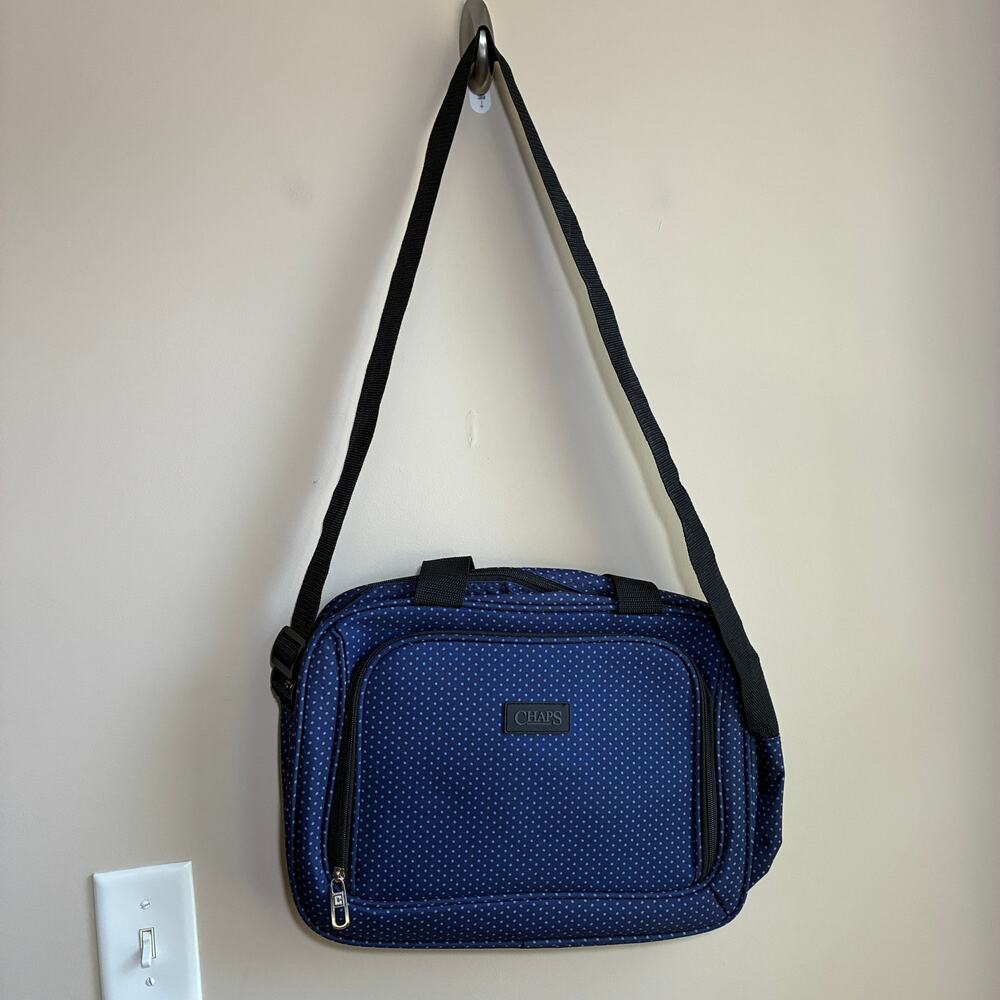 CHAPS blue travel shoulder messenger bag computer bag work trip adjustable strap